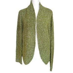 Modern Soul Women Sweater Chic Green Cardigan Knit Open Front Size M